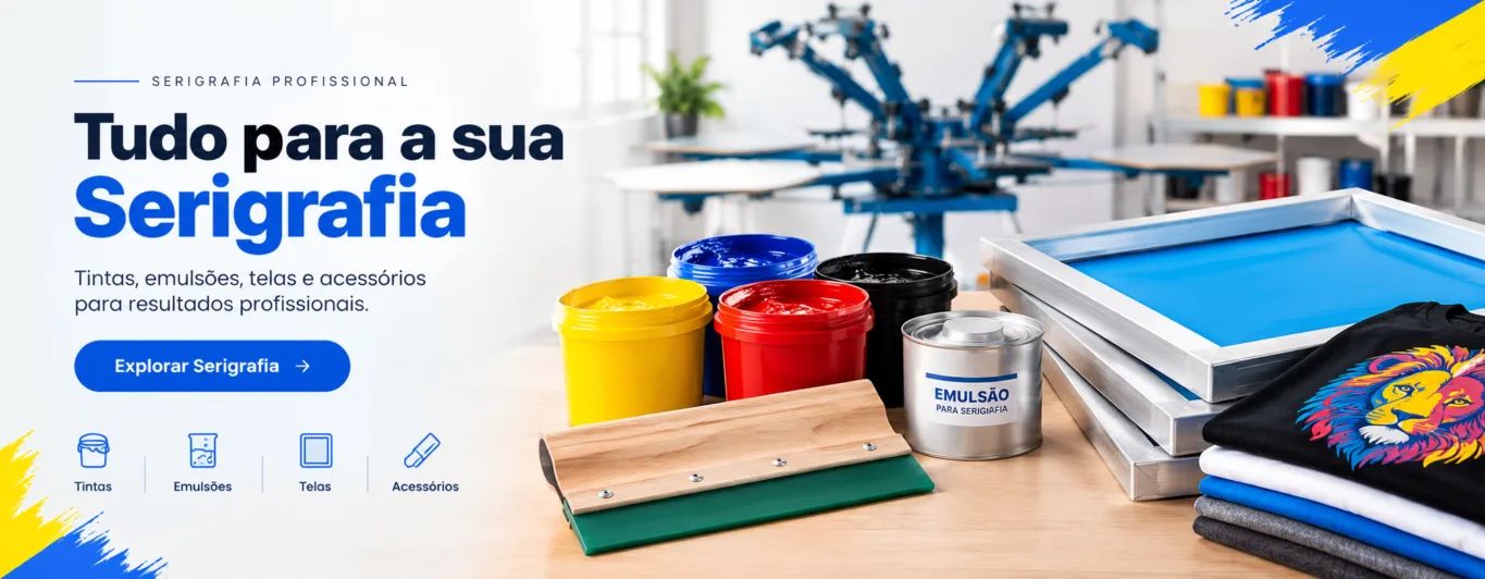 Tudo para a sua serigrafia: tintas, emuls&otilde;es, telas e acess&oacute;rios